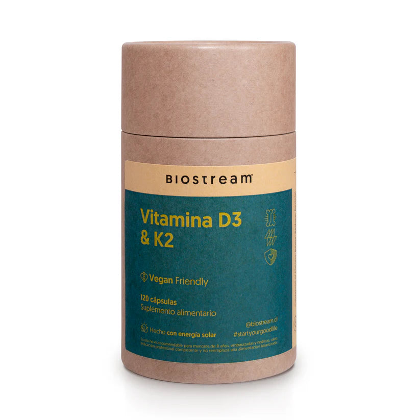 Vitamina D3 y K2 Biostream - 120 Cápsulas