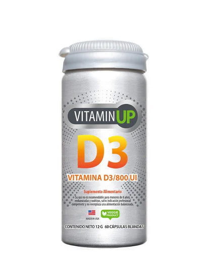 Vitamin UP Vitamina D3 800 UI - 60 Capsulas Blandas - Farmacias Curie