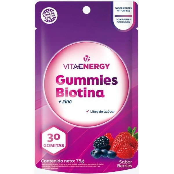 Gummies Biotina + Zinc - 30 Gomitas - Farmacias Curie