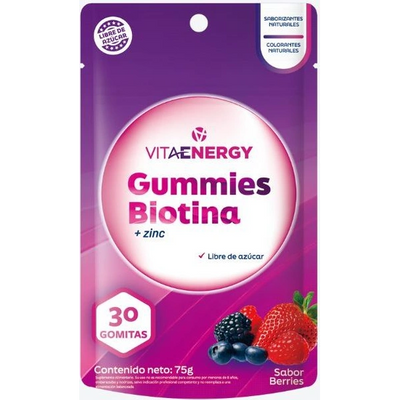 Gummies Biotina + Zinc - 30 Gomitas - Farmacias Curie