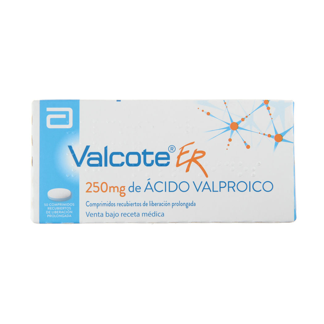 Valcote ER Comprimidos Recubiertos de Liberación Prolongada 250mg - Farmacias Curie