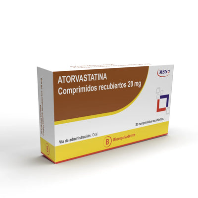 Atorvastatina 20mg - 30 Comprimidos Recubiertos