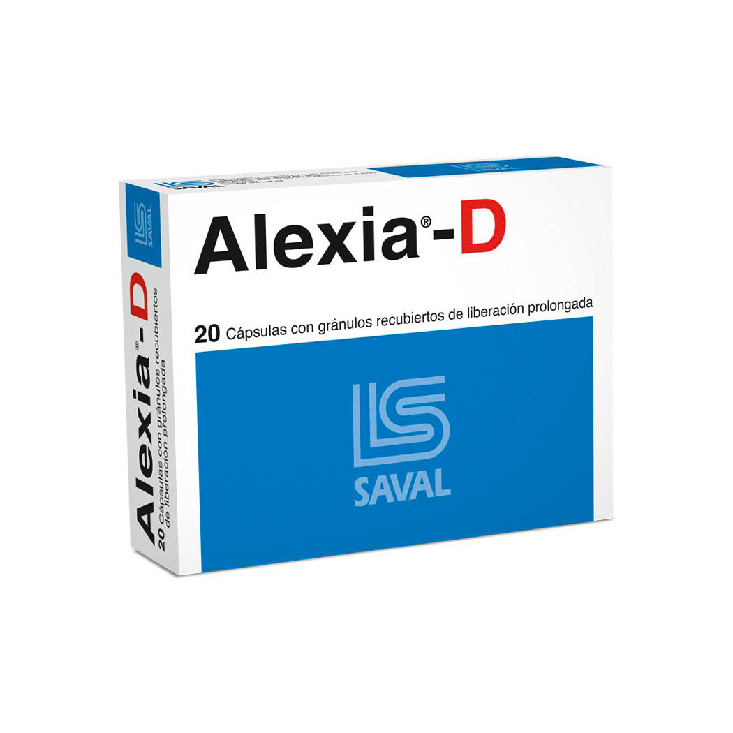 Alexia-D - 20 Cápsulas con Gránulos Recubiertos de Liberación Prolongada - Farmacias Curie