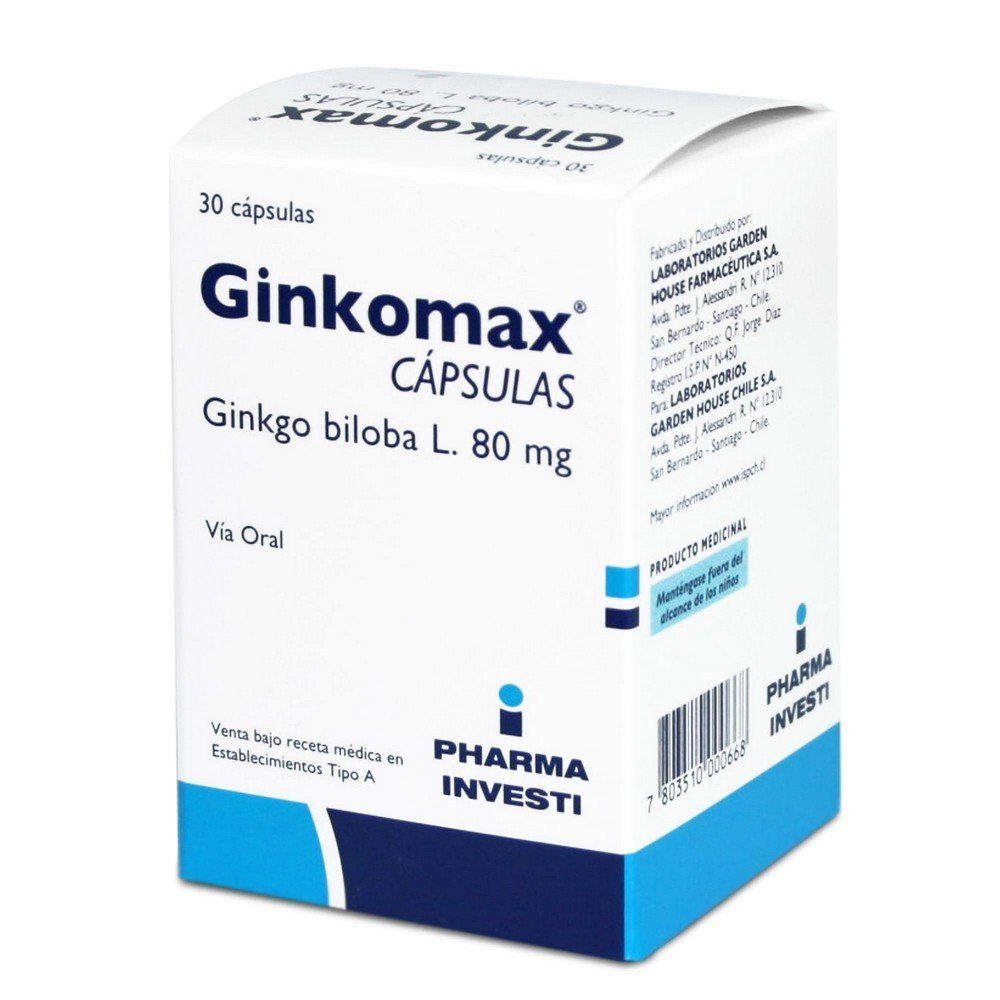 Ginkomax Cápsulas 80mg - 30 unidades - Farmacias Curie