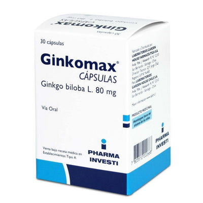 Ginkomax Cápsulas 80mg - 30 unidades - Farmacias Curie