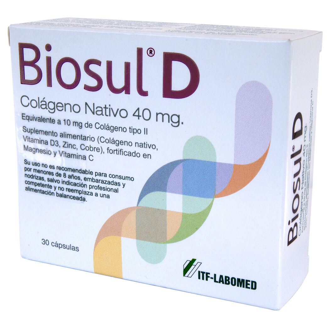 Biosul D Colageno Nativo - 30 Cápsulas - Farmacias Curie