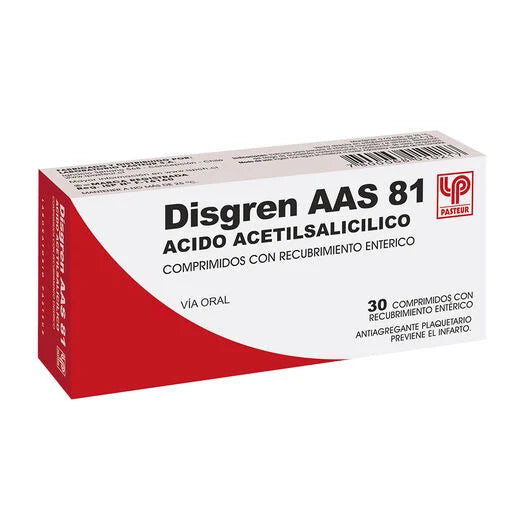 Disgren AAS 81 - 30 Comprimidos con Recubrimiento Entérico - Farmacias Curie