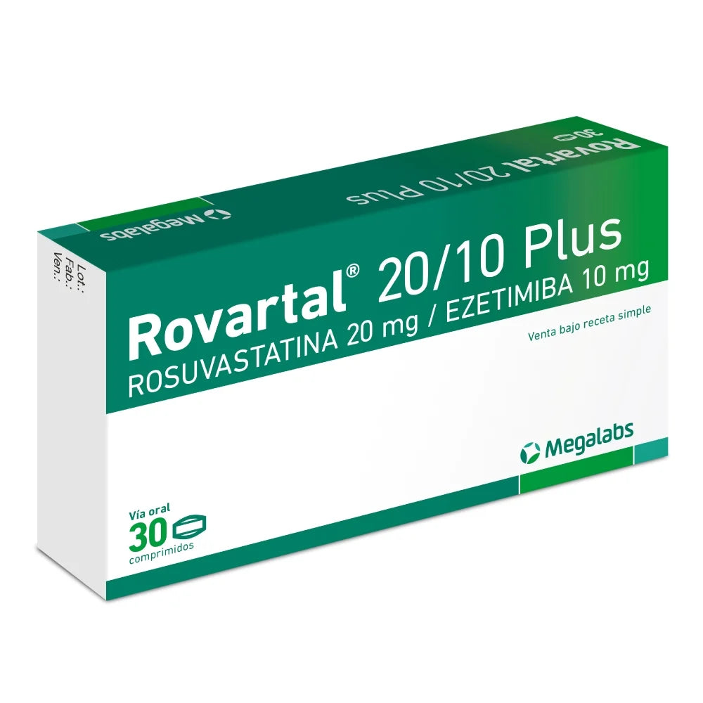 Rovartal 10/20mg Plus - 30 Comprimidos - Farmacias Curie