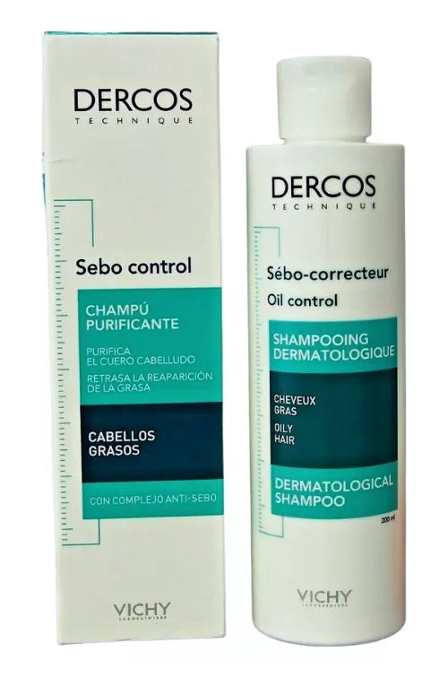 Dercos Shampoo Sebo Control Cabello Graso - 200 ml - Farmacias Curie