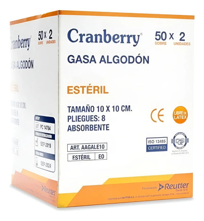 Gasa Algodón 10x10 cm - 50 unidades - Farmacias Curie