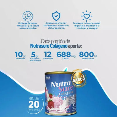 Nutrasure Colageno Frutilla - 850 Gramos - Farmacias Curie