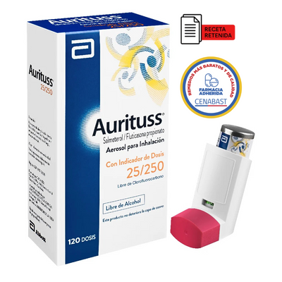 Aurituss 25/250 mcg - 120 Dosis - Medicamento Cenabast - Farmacias Curie