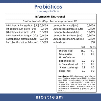 Probióticos 11 Cepas de 6 Billones de UFC - 120 Cápsulas
