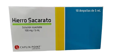 Hierro Sacarato 100mg Inyectable - 10 Ampollas