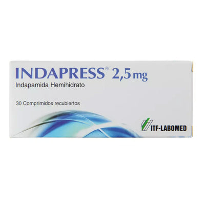Indapress Comprimidos Recubiertos 2,5mg - 30 unidades - Farmacias Curie