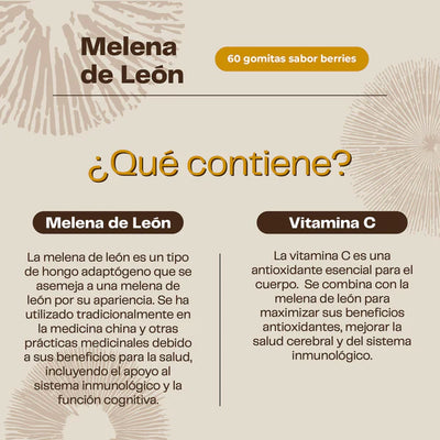 Hongo Melena de Leon + Vitamina C - 60 gomitas - Farmacias Curie