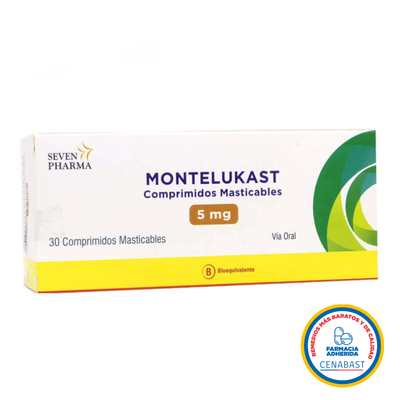Montelukast 5mg 30 Comprimidos Masticables - Medicamento Cenabast - Farmacias Curie