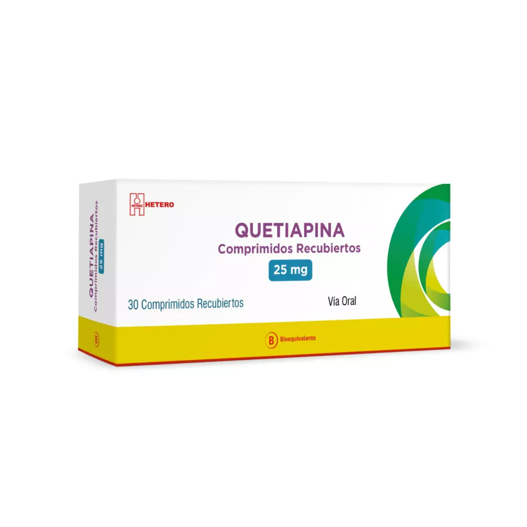 Quetiapina 25mg - 30 Comprimidos Recubiertos - Farmacias Curie