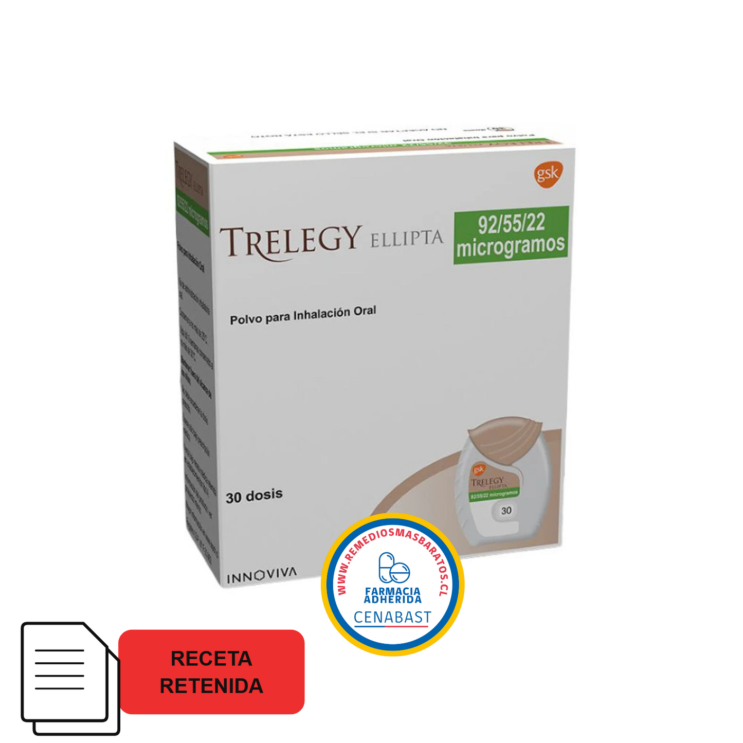 Trelegy Ellipta 92/55/22 - 30 Dosis - Medicamento Cenabast