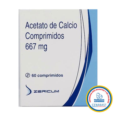 Acetato de Calcio Comprimidos 667mg Medicamento Cenabast - Farmacias Curie