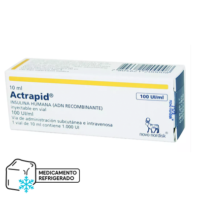 Actrapid 100UI/mL - 1 Vial de 10 mL (Refrigerado) - Farmacias Curie