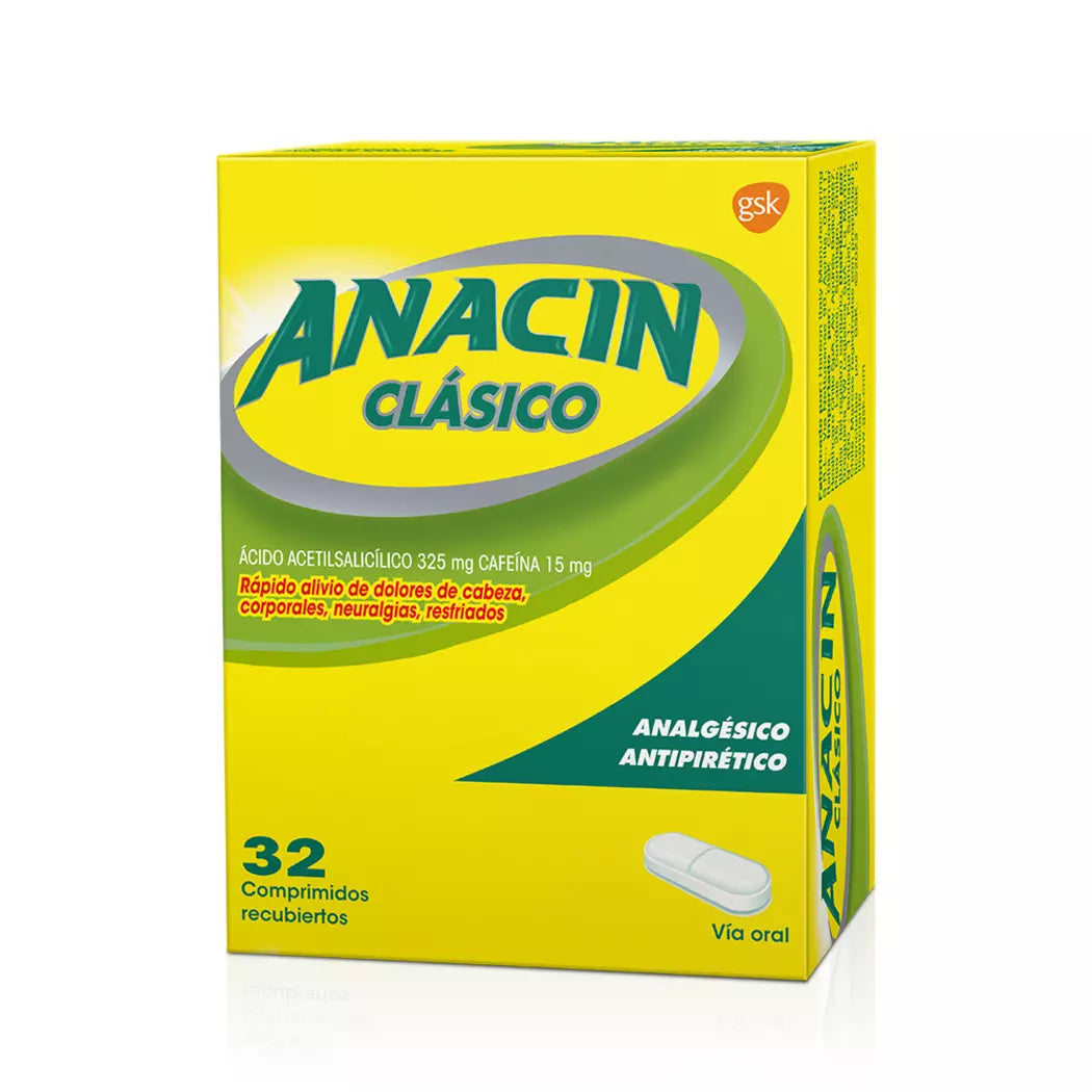 Anacin Clásico - 32 Comprimidos Recubiertos - Farmacias Curie