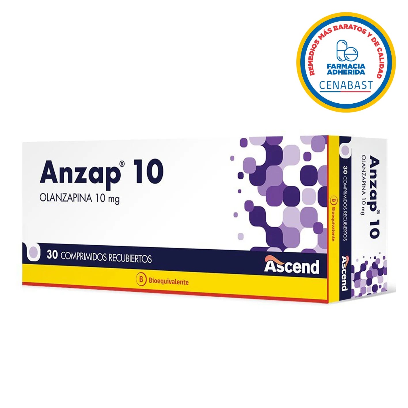 Anzap 10mg - 30 Comprimidos Recubierto - Medicamento Cenabast - Farmacias Curie