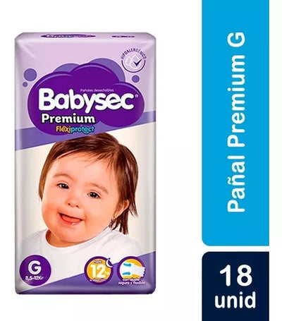 Babysec Pañal Premium Flexi Protect - Talla G - 18 Pañales - Farmacias Curie