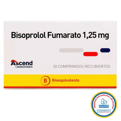 Bisoprolol 1,25mg - 30 Comprimidos Recubiertos - Medicamento Cenabast - Farmacias Curie