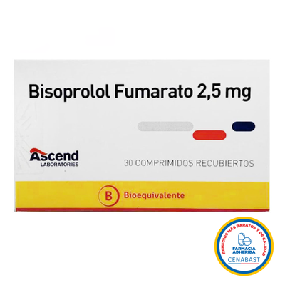 Bisoprolol 2,5mg - 30 Comprimidos Recubiertos - Medicamento Cenabast - Farmacias Curie