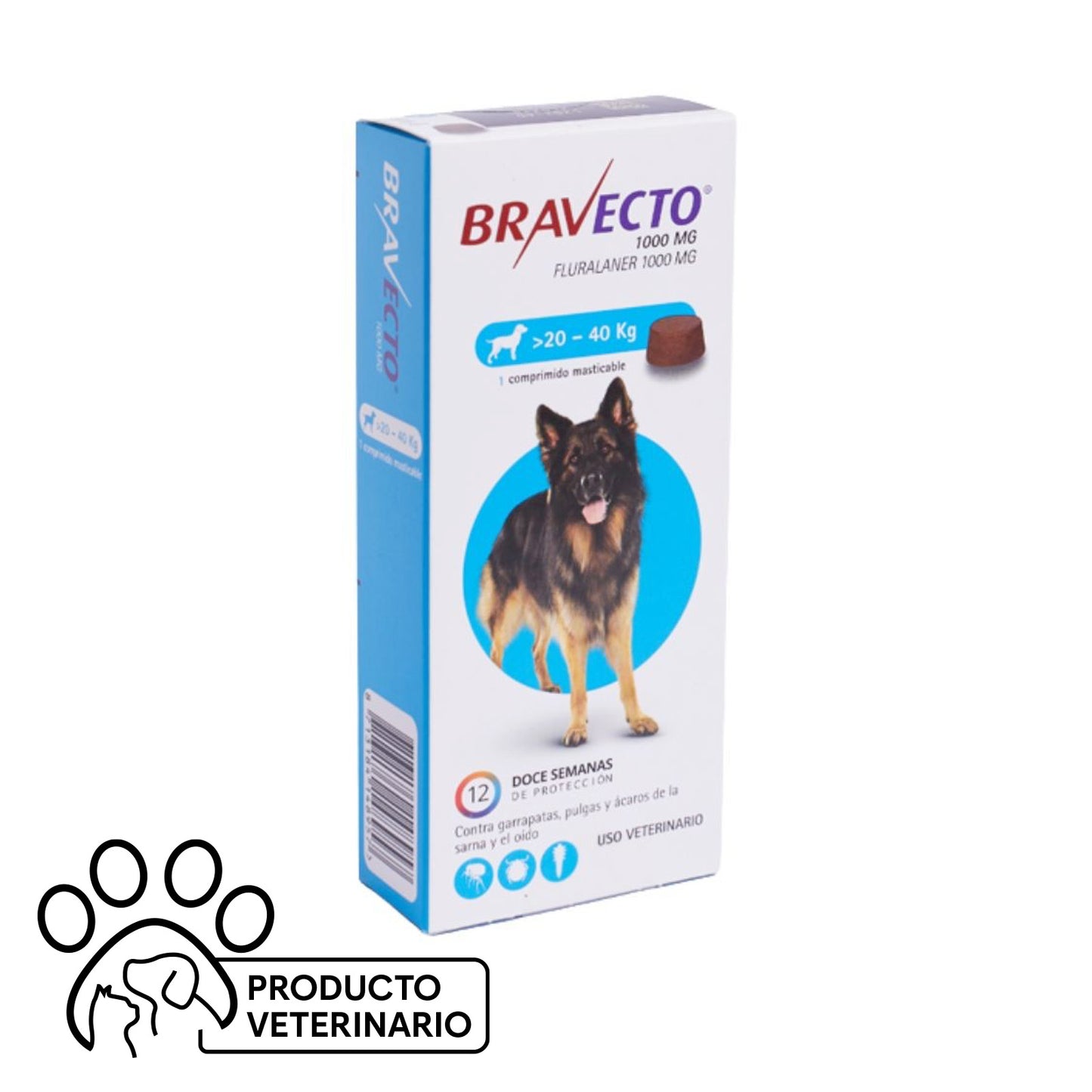 Bravecto Perro Comprimido Masticable 20 - 40 kg - Farmacias Curie