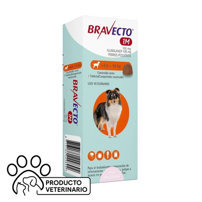 Bravecto 1 mes 4.5 a 10 kg - 1 Comprimido - Farmacias Curie