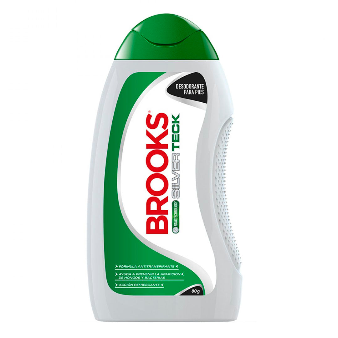 Brooks Talco Polvo Silver para Pies - 80g - Farmacias Curie