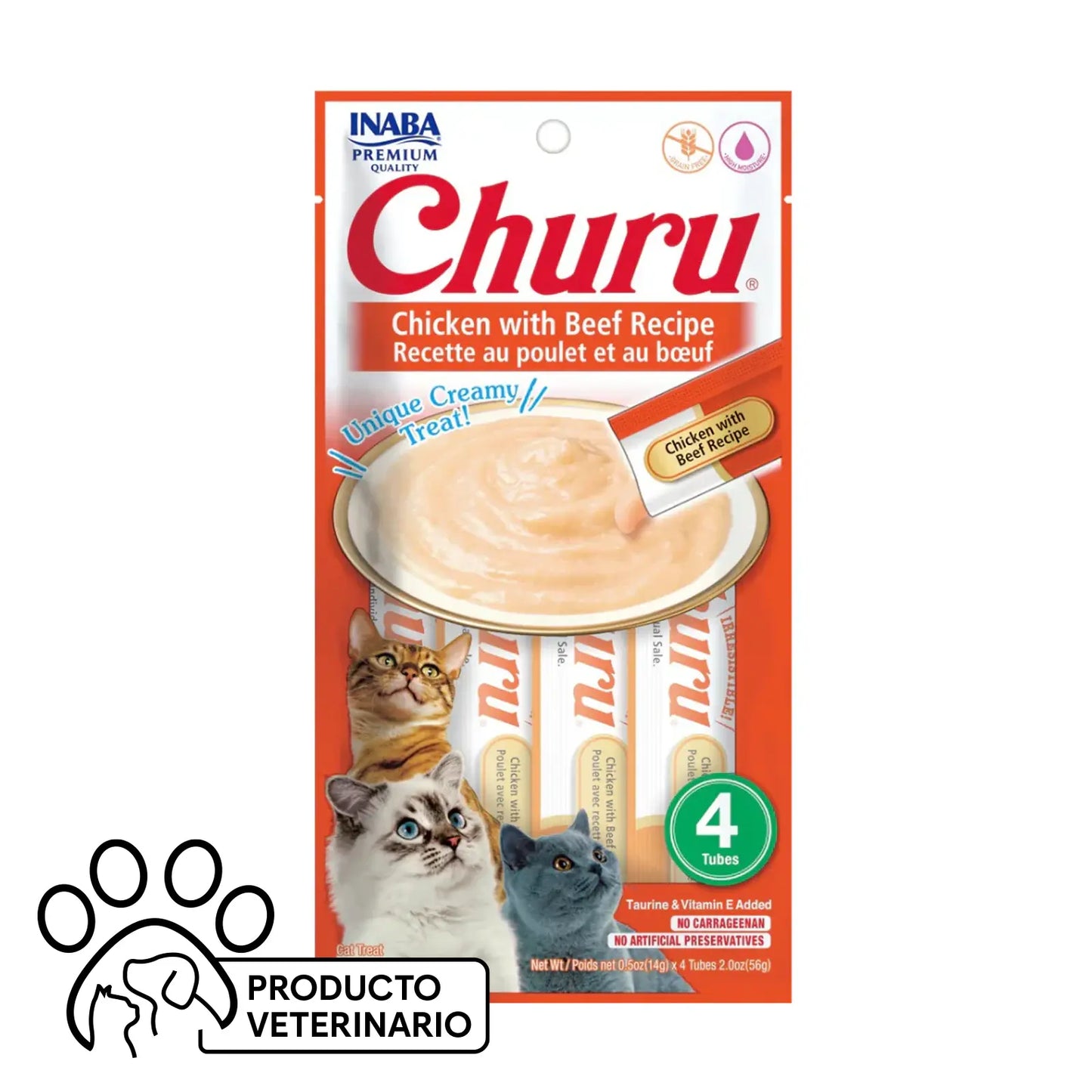 Churu Gato Sabor Pollo con Carne - 4 unidades - Farmacias Curie