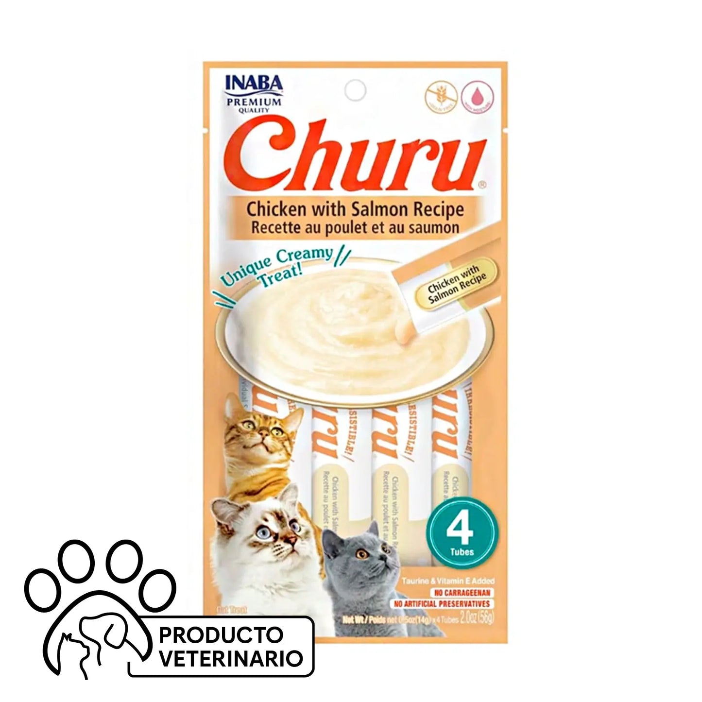 Churu Gato Sabor Pollo con Salmón - 4 unidades - Farmacias Curie