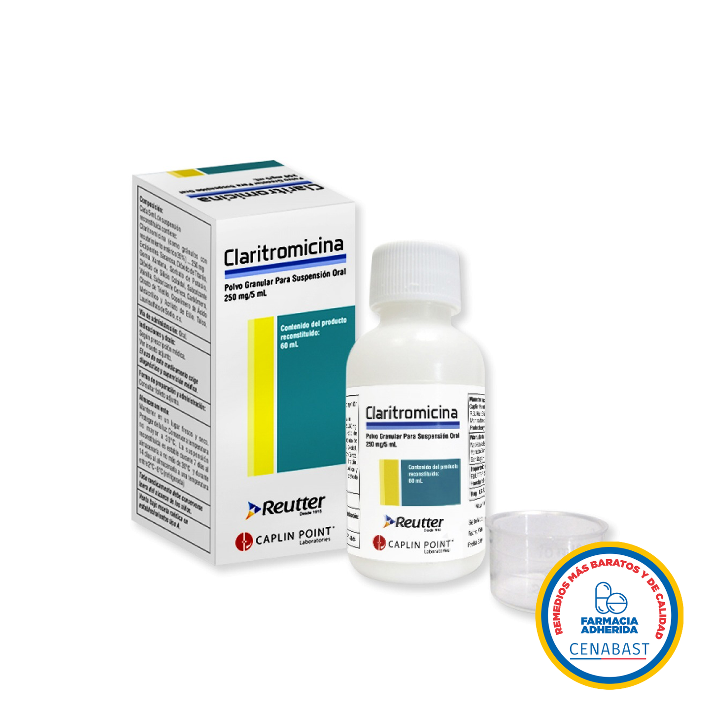 Claritromicina Suspensión Oral 250mg/5ml Medicamento Cenabast - Farmacias Curie