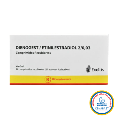 Dienogest/Etinilestradiol 2/0.03 mg Medicamento CENABAST - Farmacias Curie