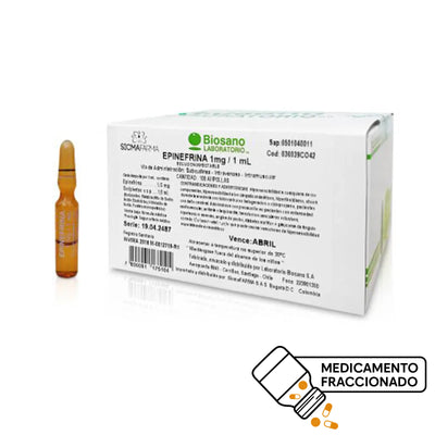 Epinefrina Inyectable 1mg/ml - 1 Ampolla - Farmacias Curie