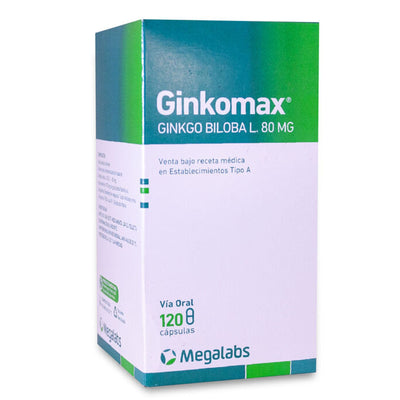 Ginkomax Cápsulas 80mg - 120 unidades - Farmacias Curie