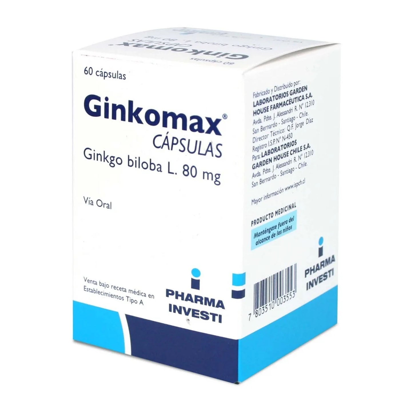 Ginkomax Cápsulas 80mg - 60 unidades - Farmacias Curie