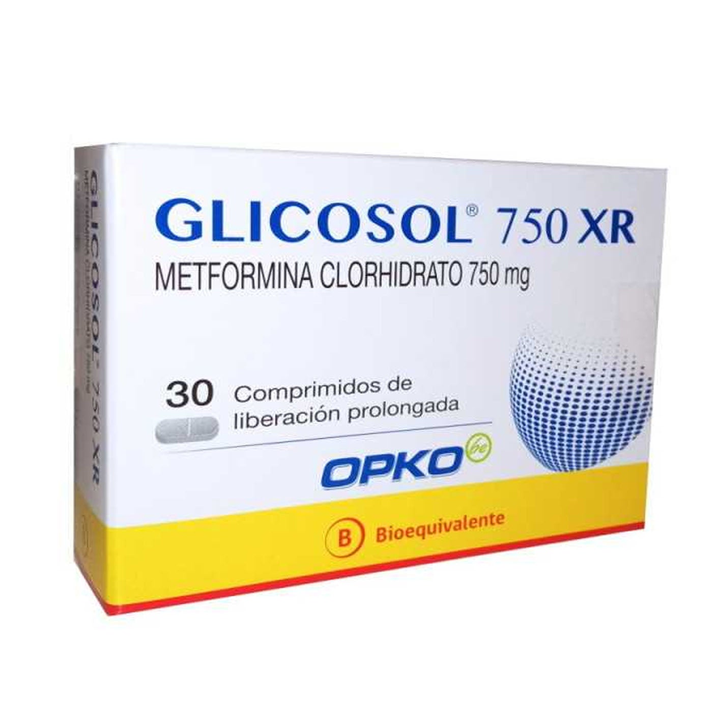 Glicosol XR Comprimidos Recubiertos de Liberación Prolongada 750mg - Farmacias Curie
