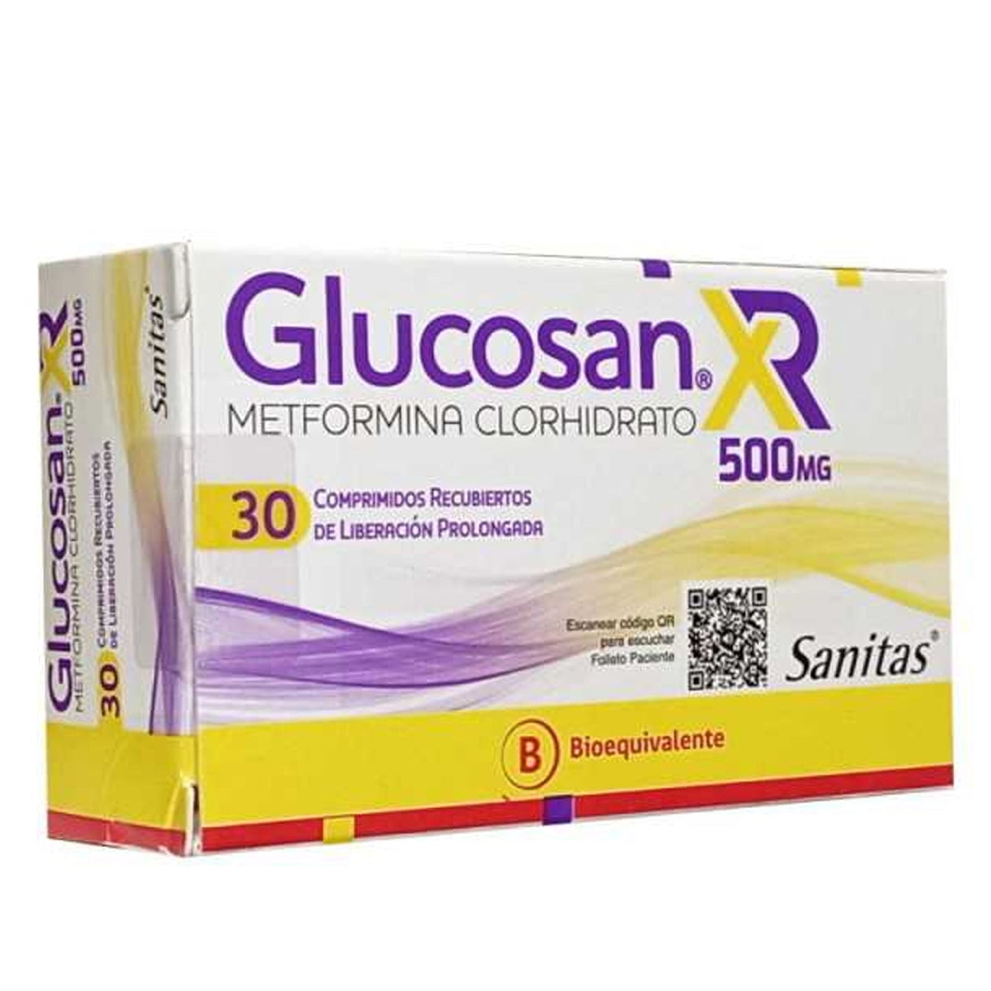 Glucosan XR 500 mg - 30 Comprimidos Recubiertos de Liberación prolongada 500mg - Farmacias Curie