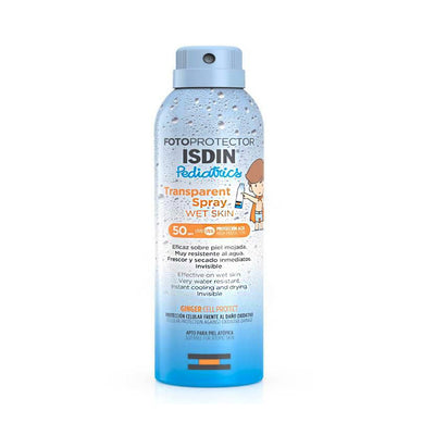 Isdin Fotoprotector Transparent Spray Wet Skin Pediatrics FPS 50 - Farmacias Curie
