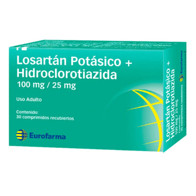 Losartan/Hidroclorotiazida Comprimidos Recubiertos 100/25 - Farmacias Curie