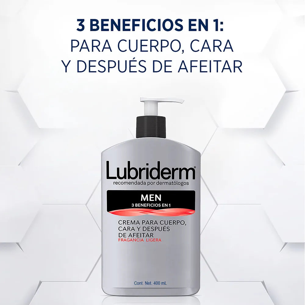 Lubriderm Crema 3 en 1 Men 400 ml - Farmacias Curie
