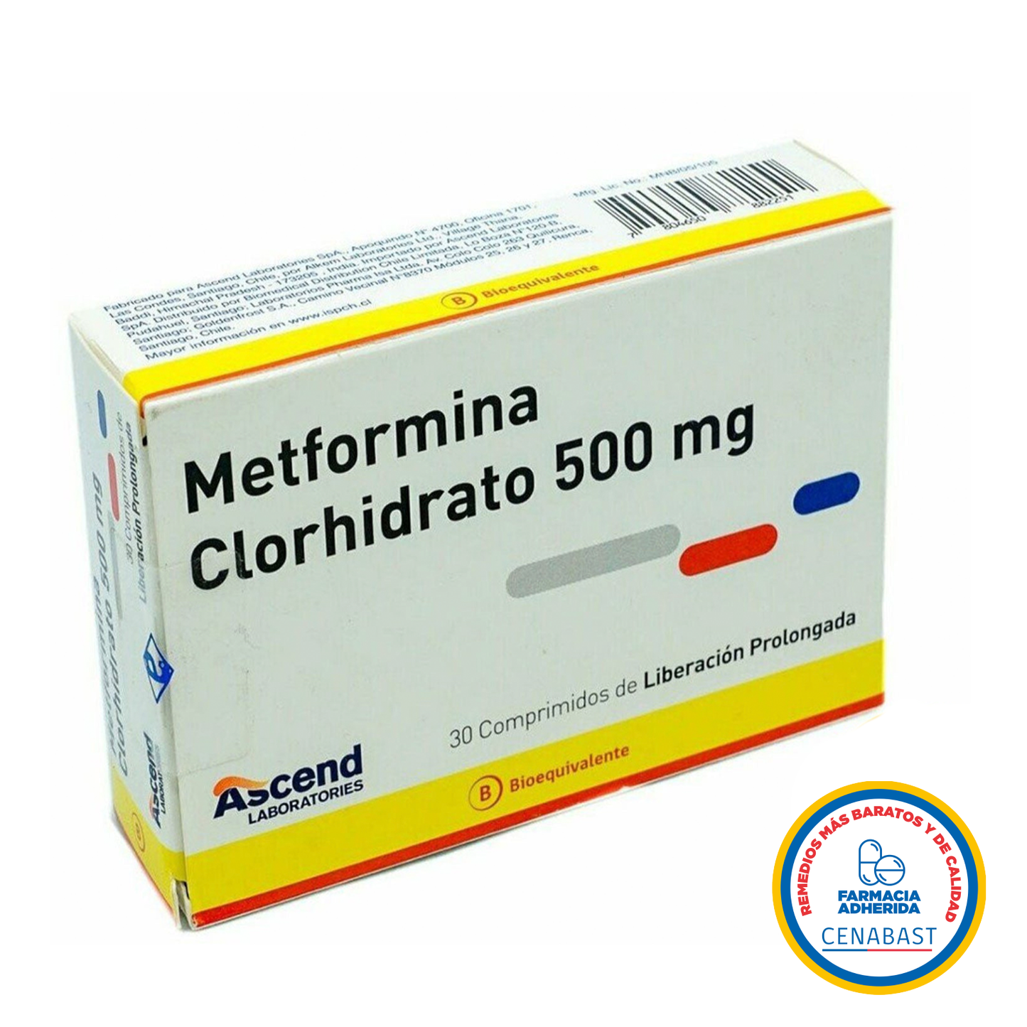 Metformina Comprimidos de Liberación Prolongada 500mg Medicamento Cenabast - Farmacias Curie