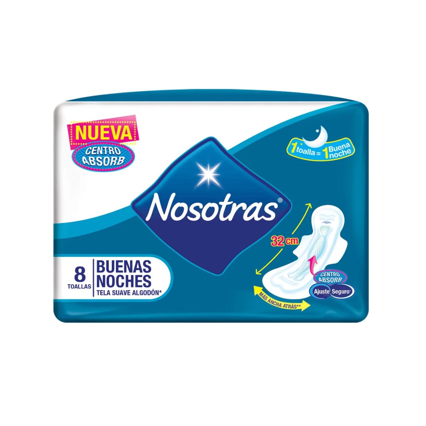 Nosotras Tela Suave Buenas Noches 8 unidades - Farmacias Curie