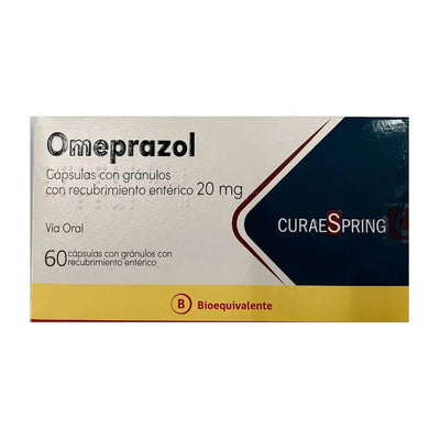 Omeprazol 20 mg - 60 Cápsulas con Gránulos con Recubrimiento Entérico - Farmacias Curie