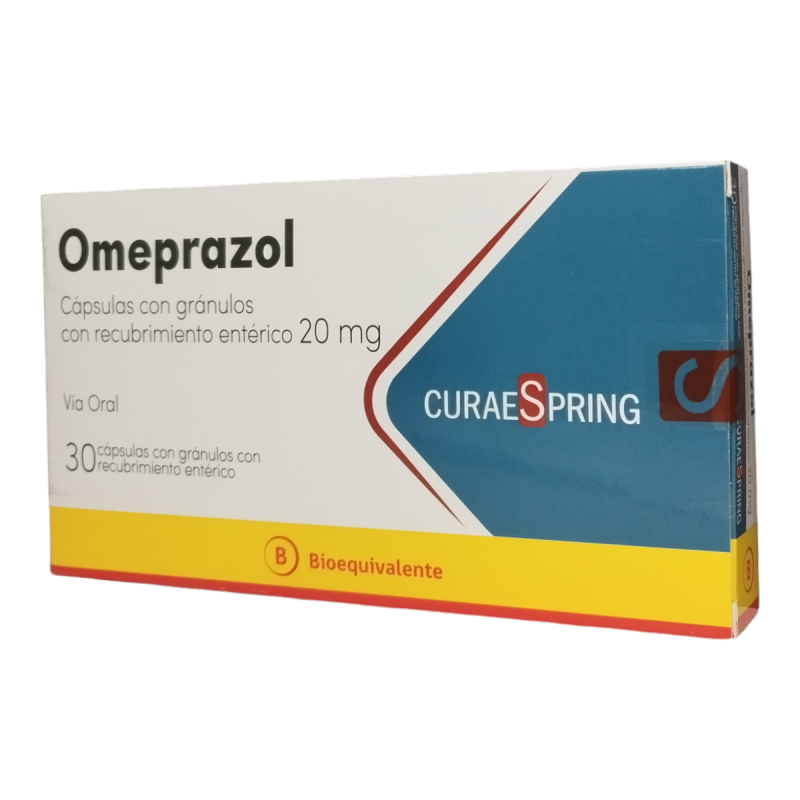 Omeprazol 20 mg - 30 Cápsulas con Gránulos con Recubrimiento Entérico - Farmacias Curie