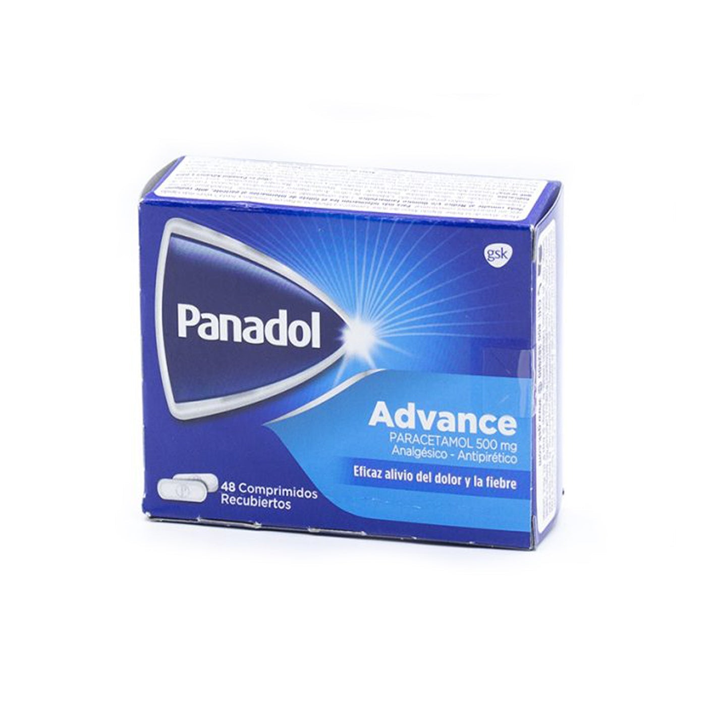 Panadol Advance 500mg - 48 unidades - Farmacias Curie
